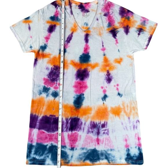 Fruit of the Loom size small colorful tie dye short sleeve white vneck shirt - Picture 8 of 9